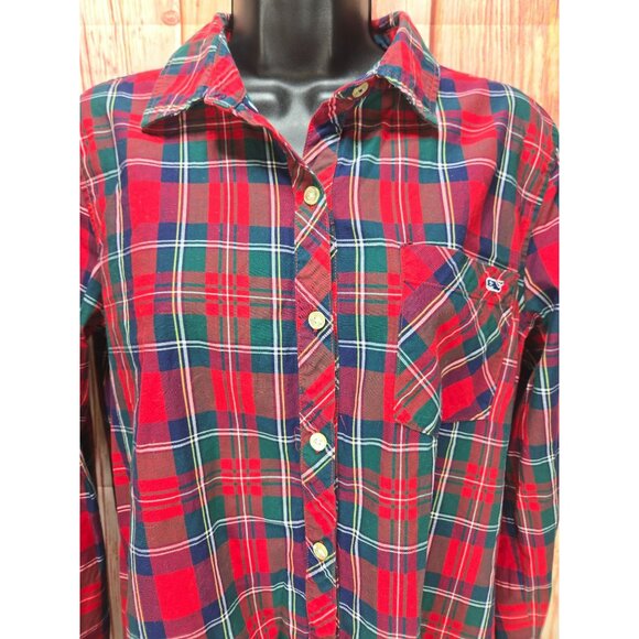 Vineyard Vines Womens Red Plaid Long Sleeve Shirt 10 - Picture 3 of 7